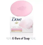 6 Dove Beauty Bars Pink/Rosa Deep Moisture Mild Soap Plant Based - Face & Body