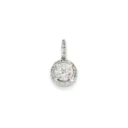 14K White Gold Real Diamond Round Pendant