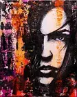 Vengeful Woman Portrait - Original Painting - 16x20-UV Blacklight Glow