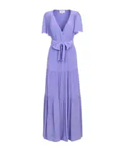Long fitted V-neck dress 1,2 purple