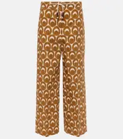 ['S Max Mara] 'S Max Mara Bray printed cotton poplin wide-leg pants UK 2 brown
