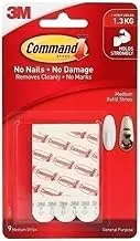 Command Refill Strips, Medium, White, 9-Strips