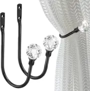 Crystal Curtain Holdbacks - Wall Mounted Decorative Curtain Pull Backs for Drape