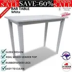 Rubber Hard Wood Breakfast Bar Height Table Bistro Console White Table -vidaXL