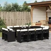13 Piece Garden Dining Set with Cushions Black Poly Rattan, Furniture Sets, Patio Furniture