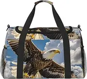 [STVYUKL] An Eagle Travel Duffel Bag Lightweight Waterproof Carry On Tote Bag Foldable Weekender Overnight Bags Sport Gym Bag For Women Men, Black, One Size