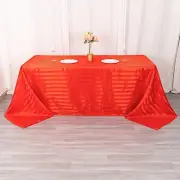90"x132" RED Stripes Satin Rectangular TABLECLOTH Table Linen Party Event