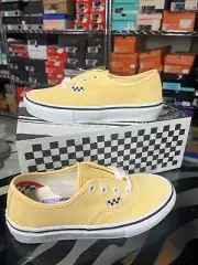 Vans Authentic Yellow Flax True White Lace Up Canvas Skate mens 5.5 womens 7