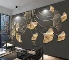 3D Ginkgo Leaves Wallpaper Wall Mural Removable Self-adhesive 721