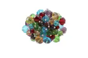 Women Ring Fashion Silver Metal Stretch Size Band Multicolor Beads Pompom Dangle