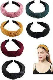 QYINXIU Women Headbands, 6pcs Knotted Head Bands, Headbands For Women, 6 Pack Knotted Headband, Wide Top Knot Turban, Hair Bands For Women And Girls