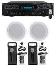 Technical Pro 1500 Watt Home Karaoke Machine System+(2) 8" Ceiling Speakers