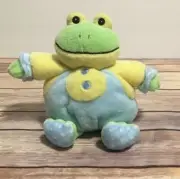 Aurora Baby Plush Frog Soft Green Yellow Blue Pastel Stuffed Animal Toy 9”