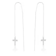 Sterling Silver Cross Threader Drop Earrings