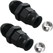 8AN Male to 3/8" Hardline Compression Fitting Adapter Aluminum Black, Pack of 2