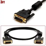 3FT DVI-D Dual Link Male to Male Video Cable w/ Ferrite Cores PC Monitor Gold