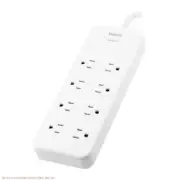 Philips 8-Outlet Surge 8' braided cord 2160J Adapter-Spaced - White