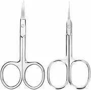 2 Pack Cuticle Scissors and Grooming Scissors Extra Fine for Manicure and Pedicure, Curved Blade Precise Pointed Tip Grooming Kit for Eyebrow, Eyelash, Trim Nail and Dry Skin