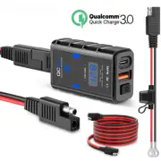 Motorcycle USB Charger Waterproof Supply Adapter with Switch Voltmeter Socket