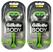 Gillette Body Razor Handle - Holds Body, Venus, & Mach3 Blades (2 Pack)