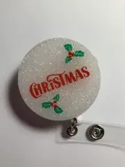 Retractable Badge Reel ID Holder - Christmas And Holly