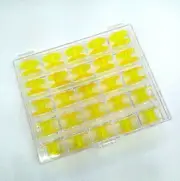 25X Plastic Bobbin #2518P Yellow Colour 15 Class Packed in Clear Plastic Case