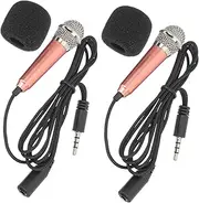 Kisangel 2Pcs Mini Microphones for Home Karaoke Handheld Singing Mic Compatible with Smartphones Lightweight Portable Design for Easy Use for Parties and Family Gatherings