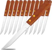 12pc Steak Knives Set Wood Handle Stainless Steel Steak Knife Home Restaurant