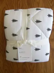 2 White/Charcol Pottery Barn Pine Tree Percale Comforter Square Euro Shams-New