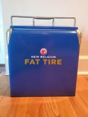 New Belgium Brewing Fat Tire Metal Cooler/Ice Box Beer Brewery Blue