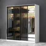 免運【可代客安裝】玻璃門衣櫃 推拉門衣櫃 主臥白色玻璃門衣櫥 衣櫃 收納櫃 組裝高檔衣櫃