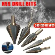 5PCS Step Drill Bit Set Cone Cutter HSS for Wood Plastic Hole Drilling with Case
