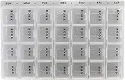 7-Day Pill Box Organizer 4 Times A Day Morning Noon and Night Bed Medi Planner