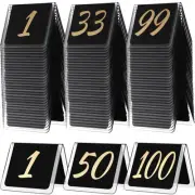 Stylish Gold Number Tents - 100 Double-Sided Acrylic Table Numbers for Banquets