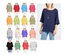 Women Italian Plain Lageenlook Batwing Cotton Linen Ladies Tunic Top Plus Sizes