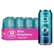Caffeine Blue Raspberry Sparkling Water with Caffeine, Zero Sugar, with Antio...