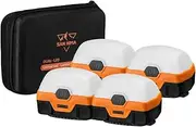 SAN HIMA 4PCS LED Camping Light Lantern Rechargeable Portable 150LM Amber White 4 Modes with Magnetic Base, Camping Light Dual-Color Dual Power Waterproof Design for Tent Gazebo Camping Survival