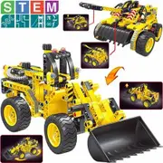 Building Toys Gifts (Bulldozer & Tank) Construction Engineering Set forKids Christmas Birthday, Best Educational STEM Learning Kits