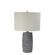 Concrete Table Lamp With Natural Linen Shade