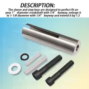 1" to 1 1/8" 14/" Key Gas Engine Pulley Crank Shaft Sleeve Adapter