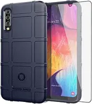 [Asuwish] Phone Case for Samsung Galaxy A50 A50S A30S with Tempered Glass Screen Protector Cover and Slim Thin Hard Mobile Film Cell Accessories Protective A 50 50S 30S S50 50A SM A505G Women Men Blue