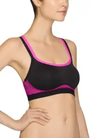 JOSIE AMP'D SPORTS CAMI HIGH IMPACT BRA #839170 PINK BLACK SIZE 32 D / DD $50
