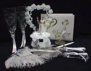 STAR WAR Han Solo Princess Leia Wedding Cake topper LOT glasses, server Set