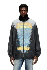 [Diesel] Diesel - Tech-jersey jacket with lyrics print - Jackets - Unisex - Black 46 Black