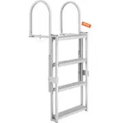 Dock Ladder, Retractable 4 Steps, 159 kgs Load Capacity, Aluminum Alloy Pontoon Boat Ladder with 55.1''-67.1'' Adjustable Height, 4'' Wide Step & Rubber Mat, for Ship/Lake/Pool/Marine