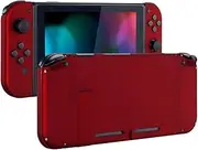 eXtremeRate Soft Touch Grip Back Plate for Nintendo Switch Console, NS Joycon Handheld Controller Housing with Full Set Buttons, DIY Replacement Shell for Nintendo Switch - Red