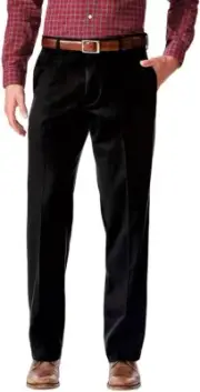 DOCKERS Mens Black Straight Fit Pants Stretch No Wrinkles Khaki Size W38x30L