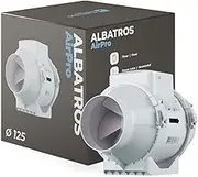 Albatros Air Pro Flue Pipe Fan, 125 mm, Extra Quiet and Powerful, Energy-Efficient Pipe Fan 230 V for Bathroom