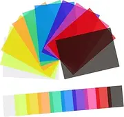 jojofuny 20pcs Color Pet Film Sheets Light Filters Light Diffuser Sheets Plastic Photo Overlays