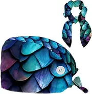 [YTYVAGT] Scrub Caps Women,Scrub Hats Suitable for Women,Colorful Animal Mermaid Scale Pattern